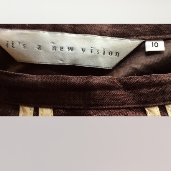 It's A New Vision Pleated Linen Skirt Brown Ribbon Detail 10 - Picture 8 of 9